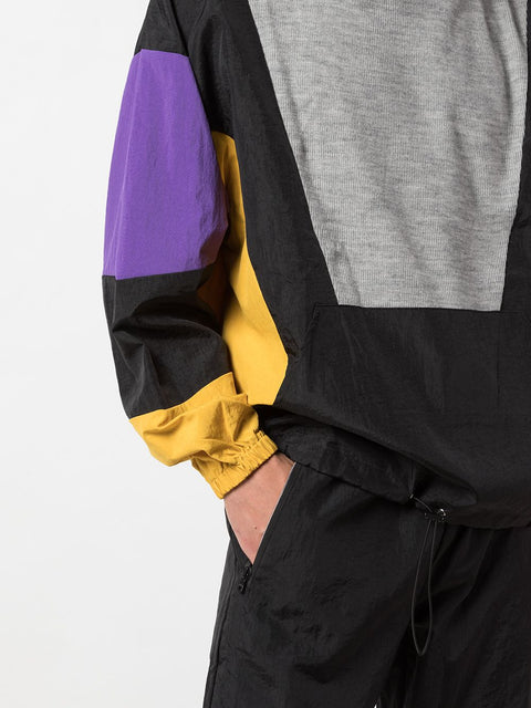 COLOR BLOCKED PULLOVER JACKET (LIGHT GREY/YELLOW/PURPLE/BLACK)