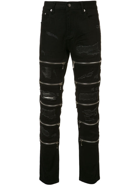 RIPPED MAARAVI ZIPPER JEANS (BLACK)