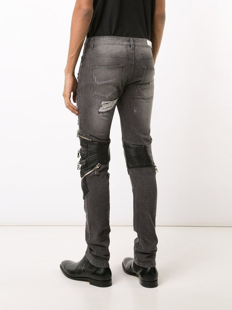 RADBURN PATCHWORK BIKER JEANS (GREY)