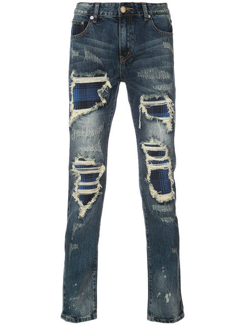 SOTTO COPERTURA BLUE/BLUE PLAID JEANS