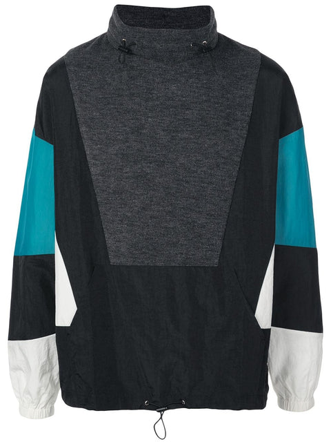 COLOR BLOCKED PULLOVER JACKET (DARK GREY/BLACK/AQUA/WHITE)