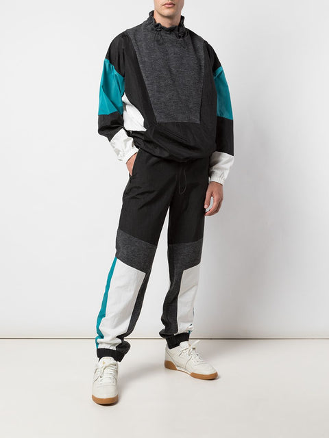 COLOR BLOCKED PULLOVER JACKET (DARK GREY/BLACK/AQUA/WHITE)