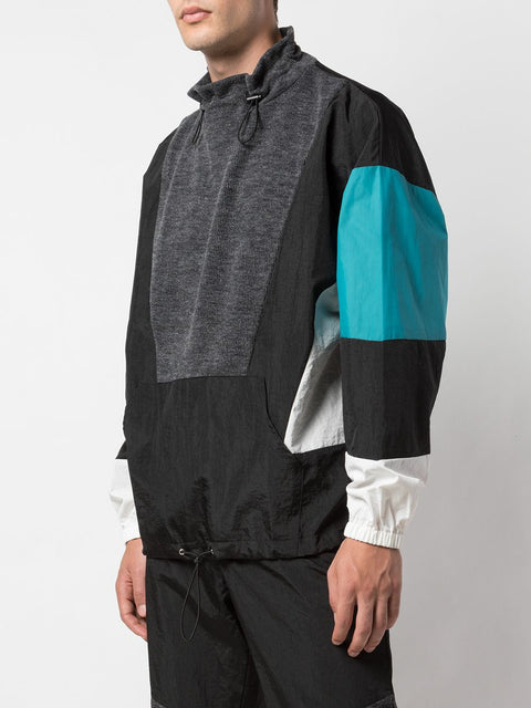 COLOR BLOCKED PULLOVER JACKET (DARK GREY/BLACK/AQUA/WHITE)