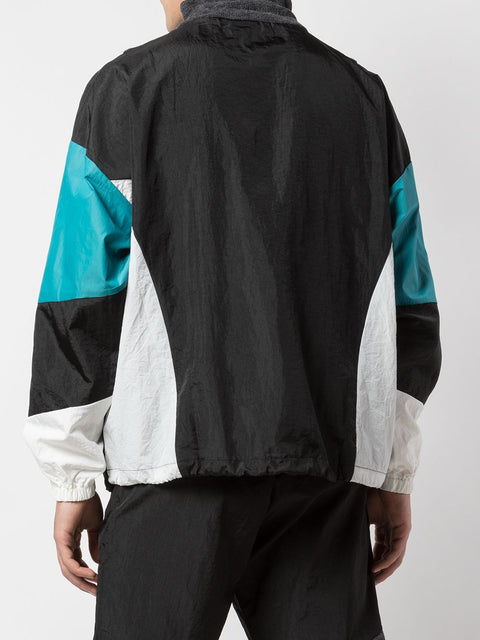 COLOR BLOCKED PULLOVER JACKET (DARK GREY/BLACK/AQUA/WHITE)