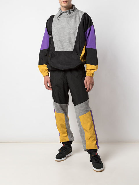 COLOR BLOCKED PULLOVER JACKET (LIGHT GREY/YELLOW/PURPLE/BLACK)