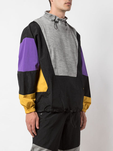 COLOR BLOCKED PULLOVER JACKET (LIGHT GREY/YELLOW/PURPLE/BLACK)