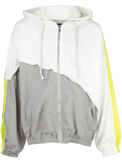 TERRY MIX COLOR BLOCK JACKET (WHITE/GREY/LIME)