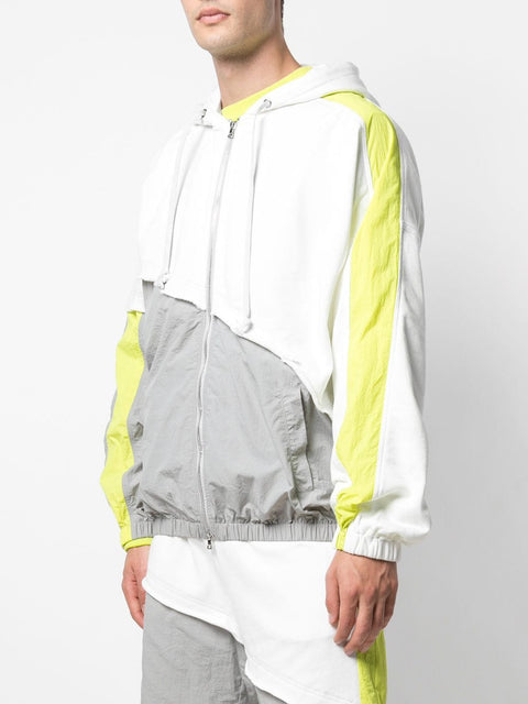 TERRY MIX COLOR BLOCK JACKET (WHITE/GREY/LIME)