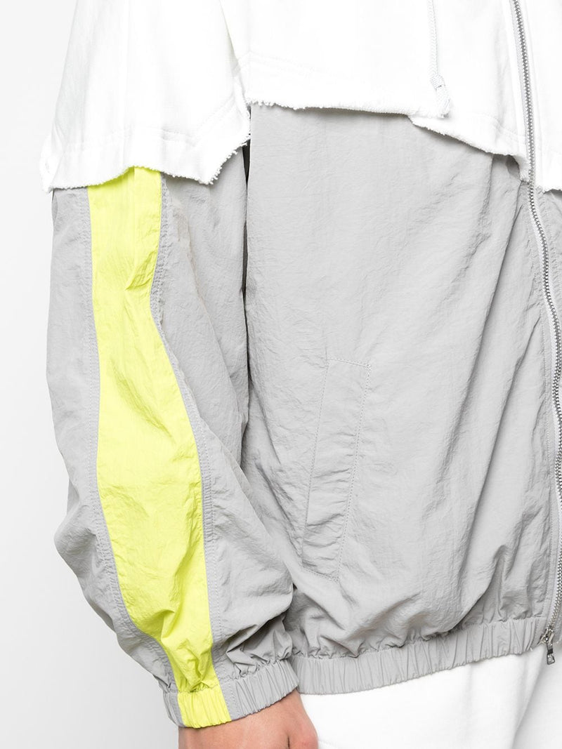 TERRY MIX COLOR BLOCK JACKET (WHITE/GREY/LIME)