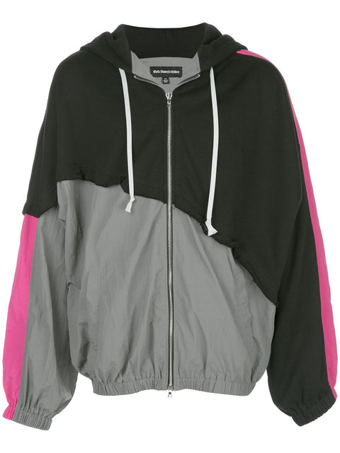 TERRY MIX COLOR BLOCK JACKET (BLACK/DARK GREY/HOT PINK)