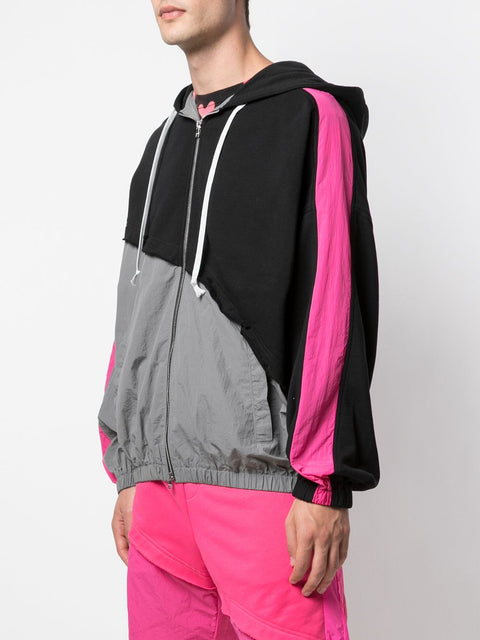 TERRY MIX COLOR BLOCK JACKET (BLACK/DARK GREY/HOT PINK)