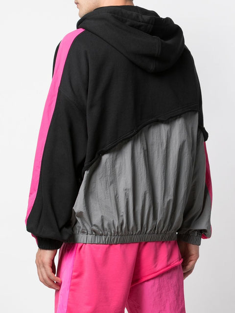 TERRY MIX COLOR BLOCK JACKET (BLACK/DARK GREY/HOT PINK)