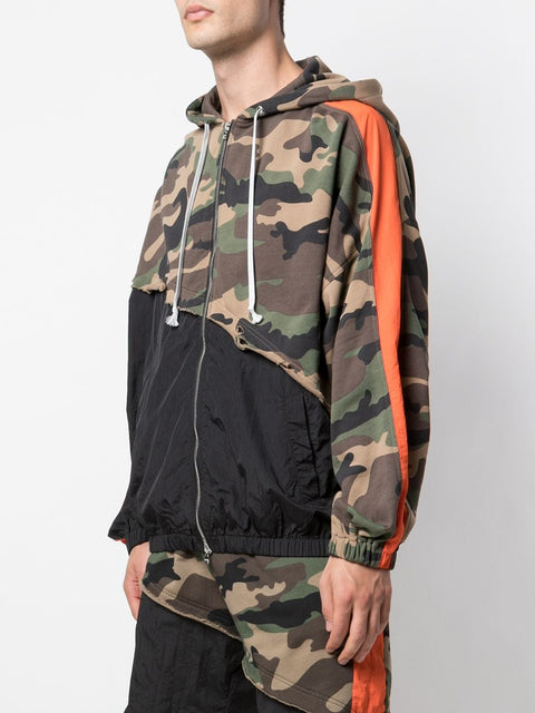 TERRY MIX COLOR BLOCK JACKET (CAMO/BLACK/ORANGE)