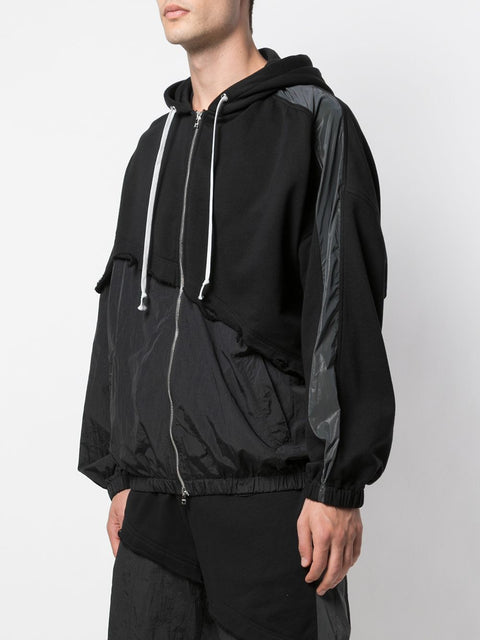 TERRY MIX COLOR BLOCK JACKET (BLACK)