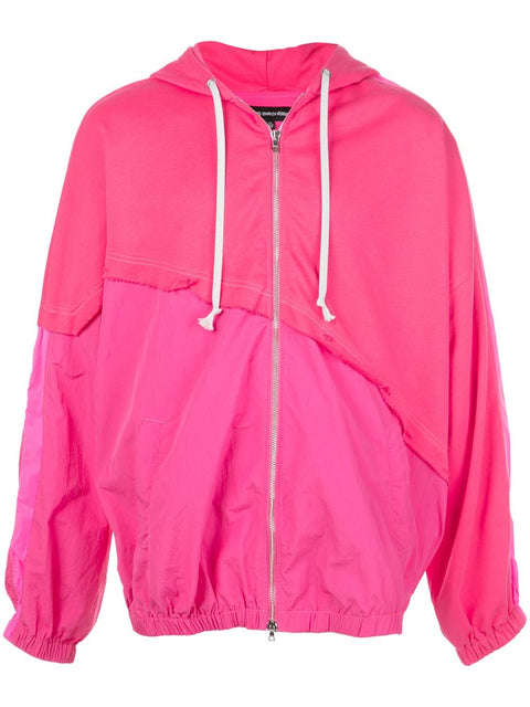 TERRY MIX COLOR BLOCK JACKET (HOT PINK)